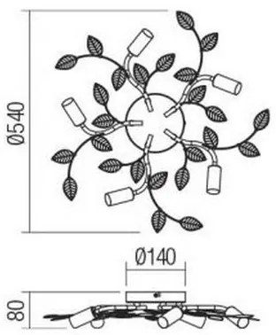 Redo 02-980 - Felületre szerelhető csillár TIARA 5xE14/28W/230V