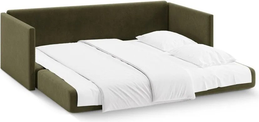 Zöld bársony kinyitható kanapé 209 cm Shannon – Cosmopolitan Design