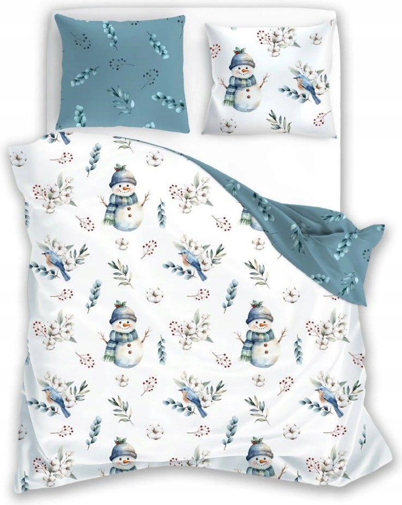 Karácsonyi Hóember pamut Ágyneműhuzat 220x200 2x 70x80 szett 3 részes