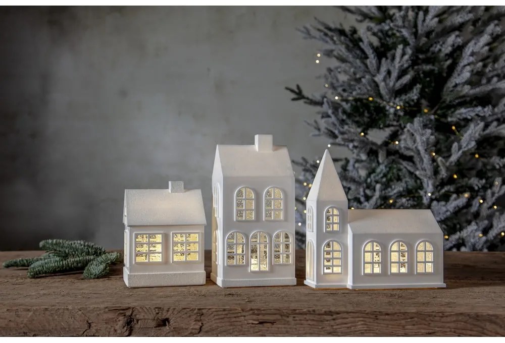 Fehér fénydekoráció karácsonyi mintával Winter – Star Trading