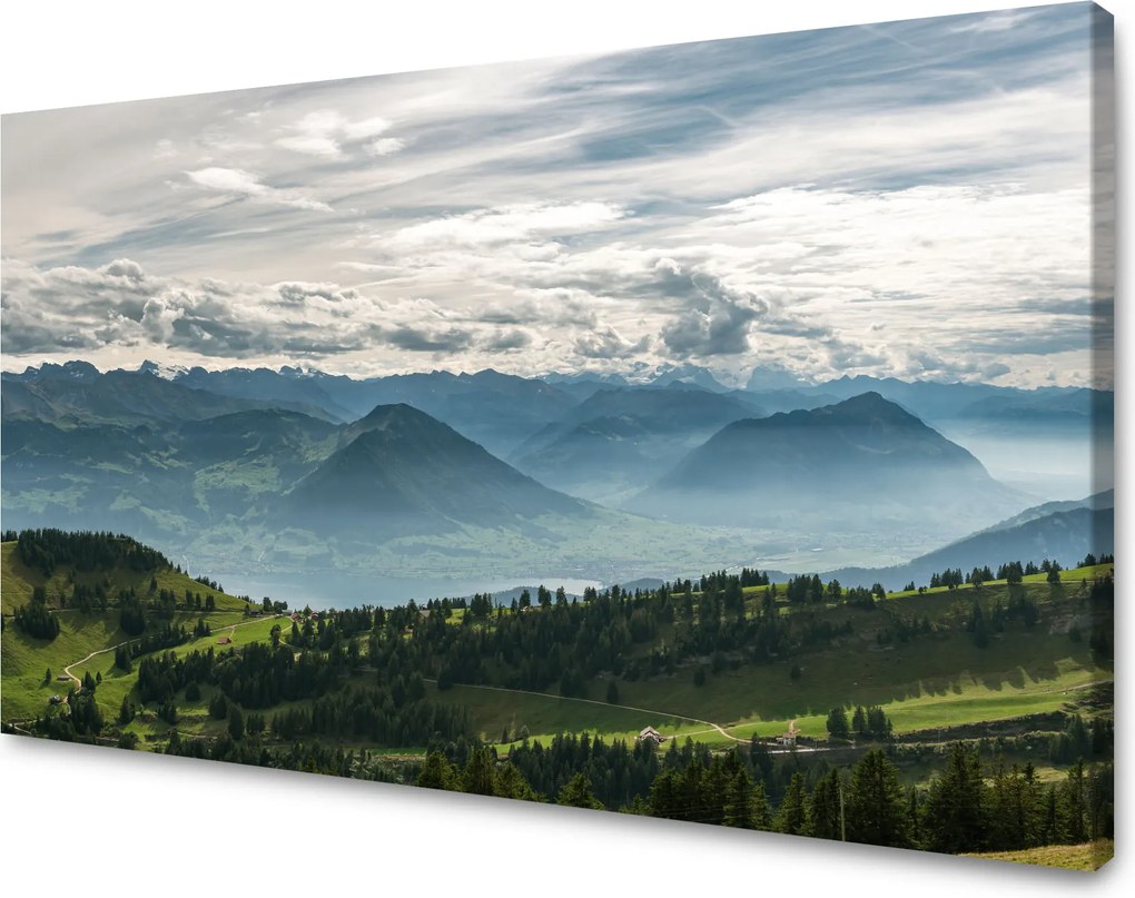 Vászonkép Hegyek Felhők Természet Erdők Természet 120x70 cm