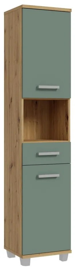 VENOM fürdőszobai szekrény zöld/Artisan tölgy