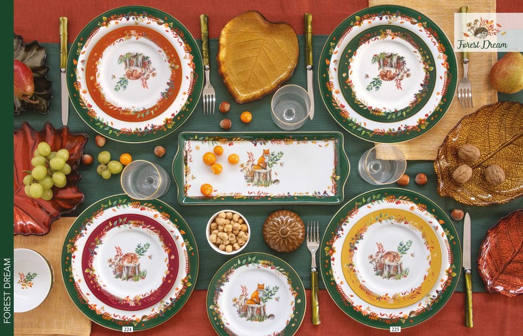 Forest Dream porcelán őzikés desszertes tányér 19 cm szett 4db-os – Easy Life