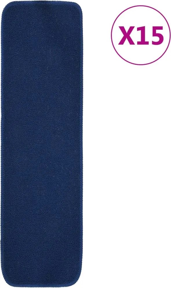 vidaXL 15 db sötétkék négyszögű csúszásmentes lépcsőszőnyeg 75 x 20 cm