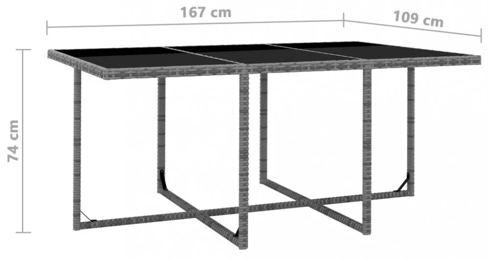 11-részes szürke polyrattan kültéri étkezőszett párnákkal