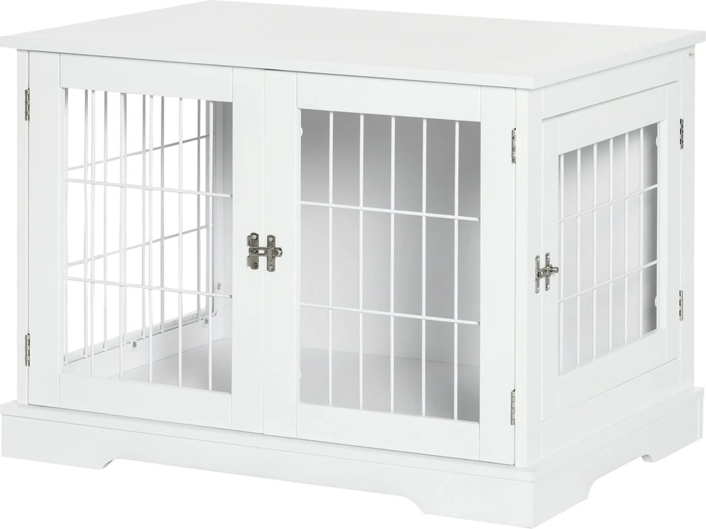 PawHut 2 az 1-ben Kutyakenel Oldaltábla 2 Zárható Ajtóval - 76L x 54.5W x 56H cm - Fém és MDF | Aosom