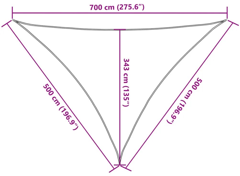 világosszürke 100% poliészter oxford szövet napvitorla 7x5x5 m