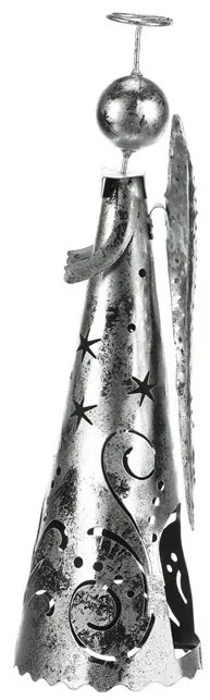 Karácsonyi fém dekoráció Angyal tea gyertyatartóra, ezüst