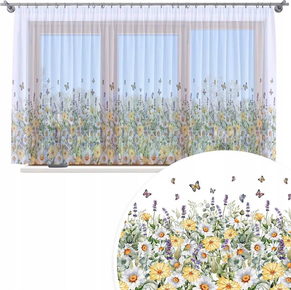 Függöny Kész Fátyol 500X150 Festett Mintás Béka Szalag Függöny 807