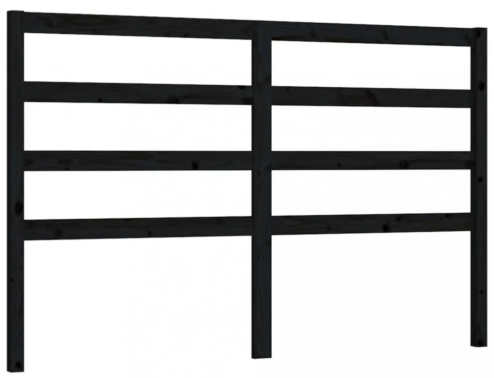 fekete tömör fenyőfa ágyfejtámla 146 x 4 x 100 cm