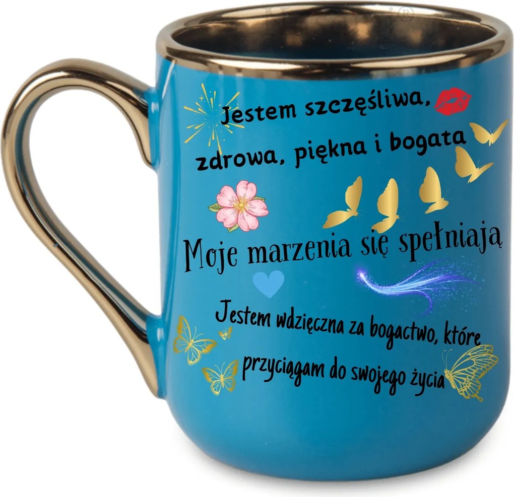 Elegáns bögre "Az én gazdagságom megerősítések" 330 Kék