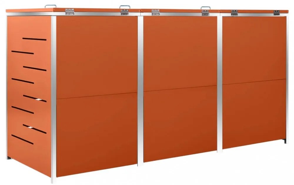 acél tároló három gurítható szemeteskukához 207x77,5x112,5 cm