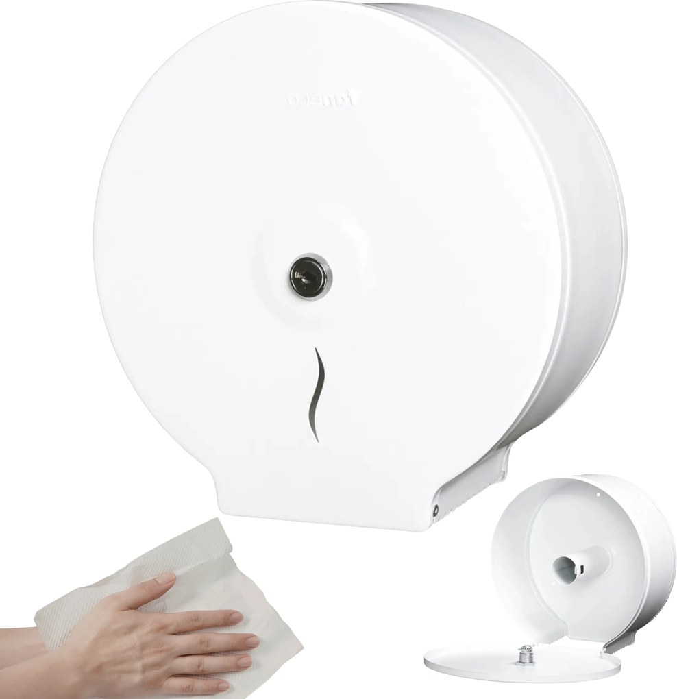 Toalettpapír tartó Jumbo fehér Faneco lopásgátló acél