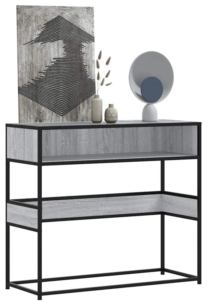 szürke sonoma színű szerelt fa tálalóasztal 90x35x80 cm