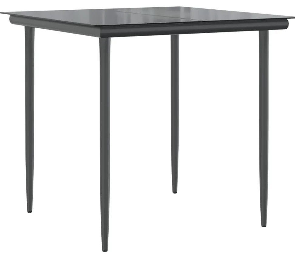 3 részes fekete polyrattan kerti étkezőgarnitúra párnákkal