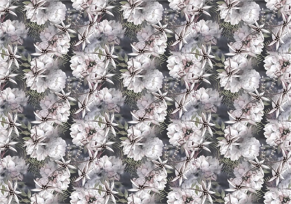 Flizelin fotótapéta fehér virágok elegáns fali minta 208x146 +ragasztó