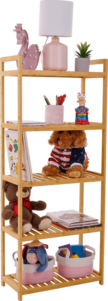 5 polcos polcállvány, természetes bambusz, FIORE TYP 3