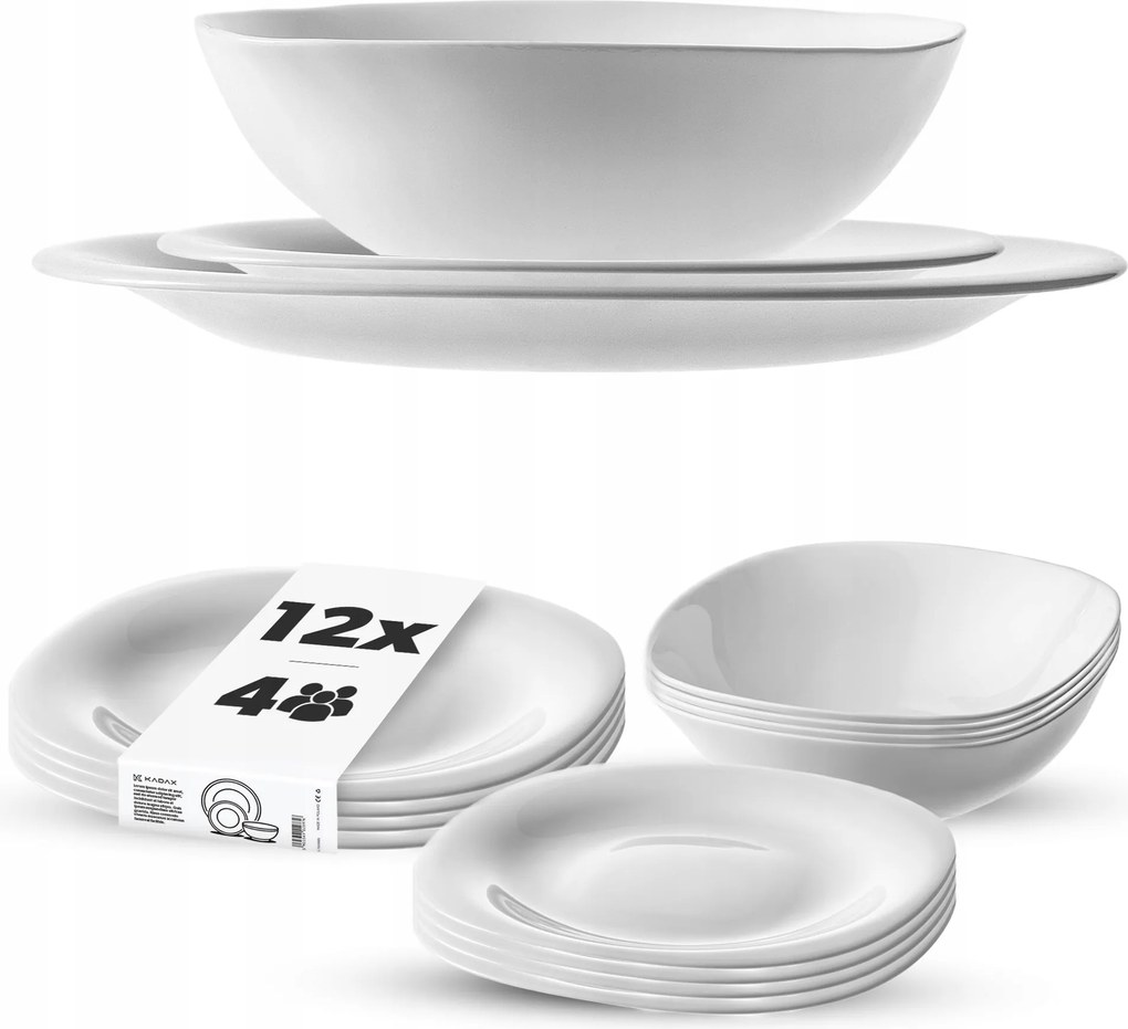 Étkészlet Tányér Szett 12db-OS Tányér Szett Étkészlet Fehér