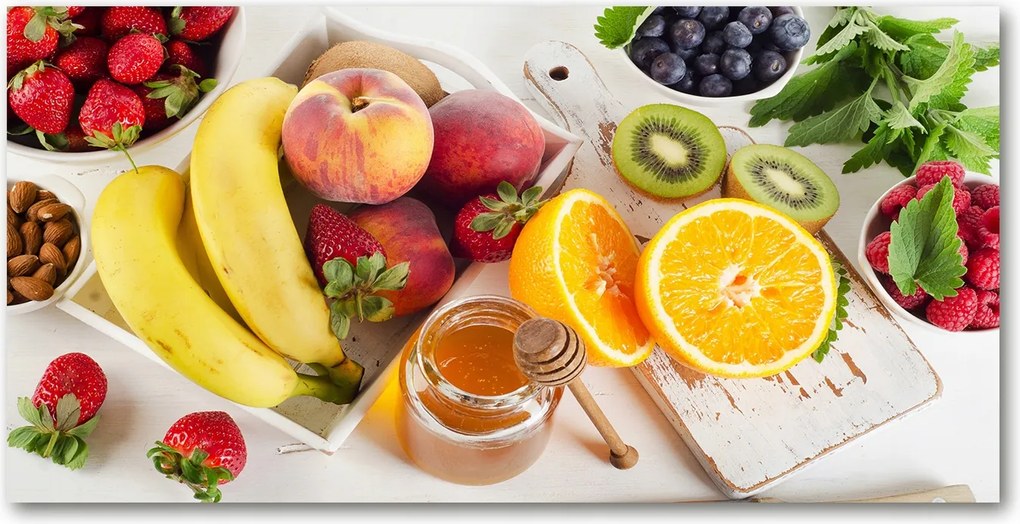 Fotó kép edzett üveg Gyümölcsök és méz 140x70