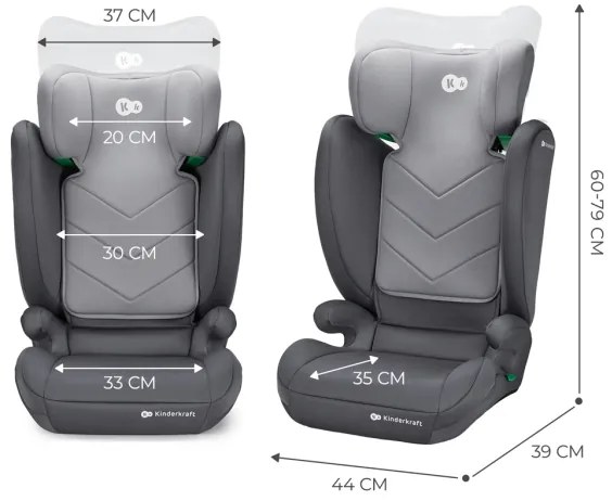 KINDERKRAFT - Autósülés I-SPARK i-Méret (100-150 cm) szürke
