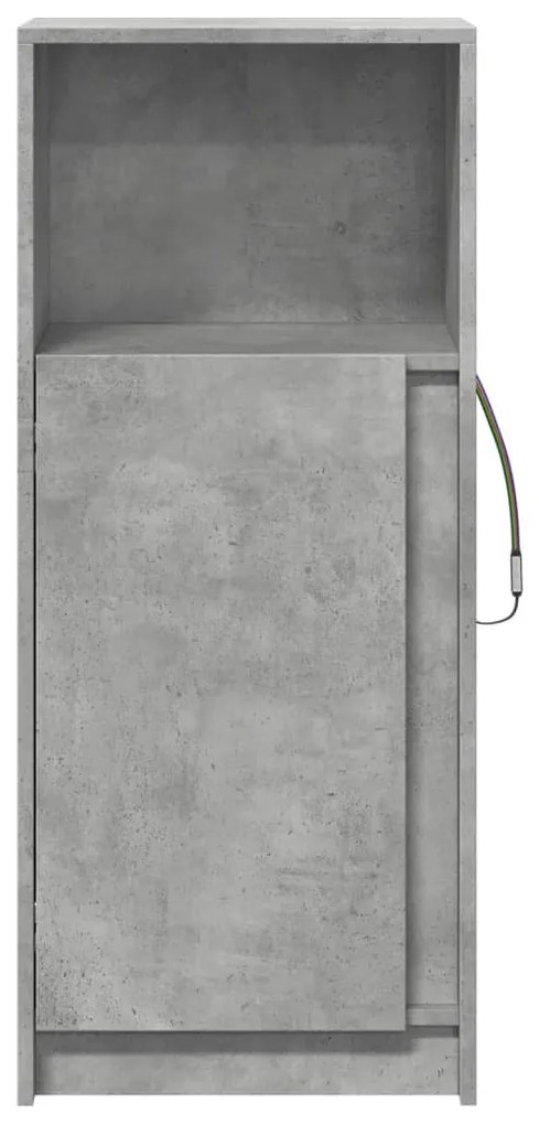 betonszürke szerelt fa LED-es tálalószekrény 42,5 x 34 x 100 cm