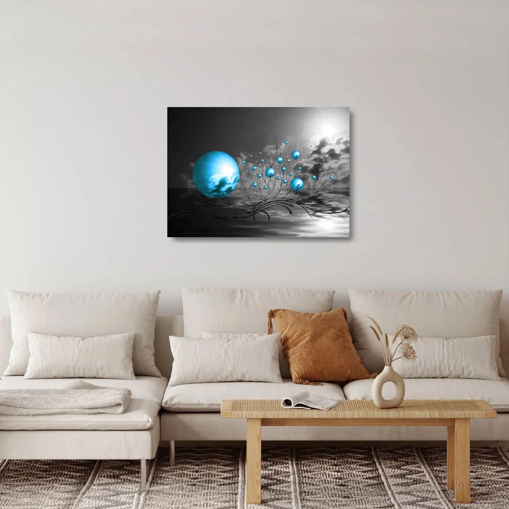 Sötétkék gömbök képe (üvegen) (70x50 cm)