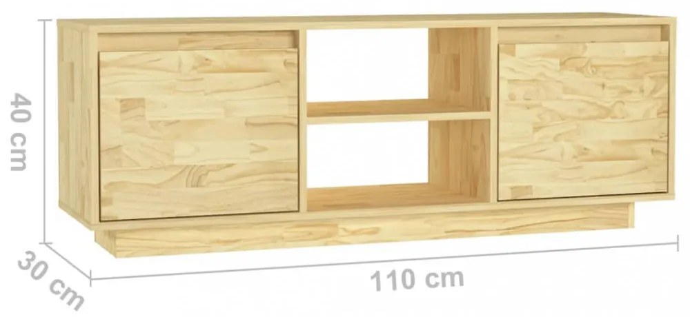 tömör fenyőfa TV-szekrény 110 x 30 x 40 cm