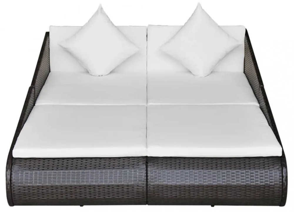 barna polyrattan kerti ágy 110 x 200 cm