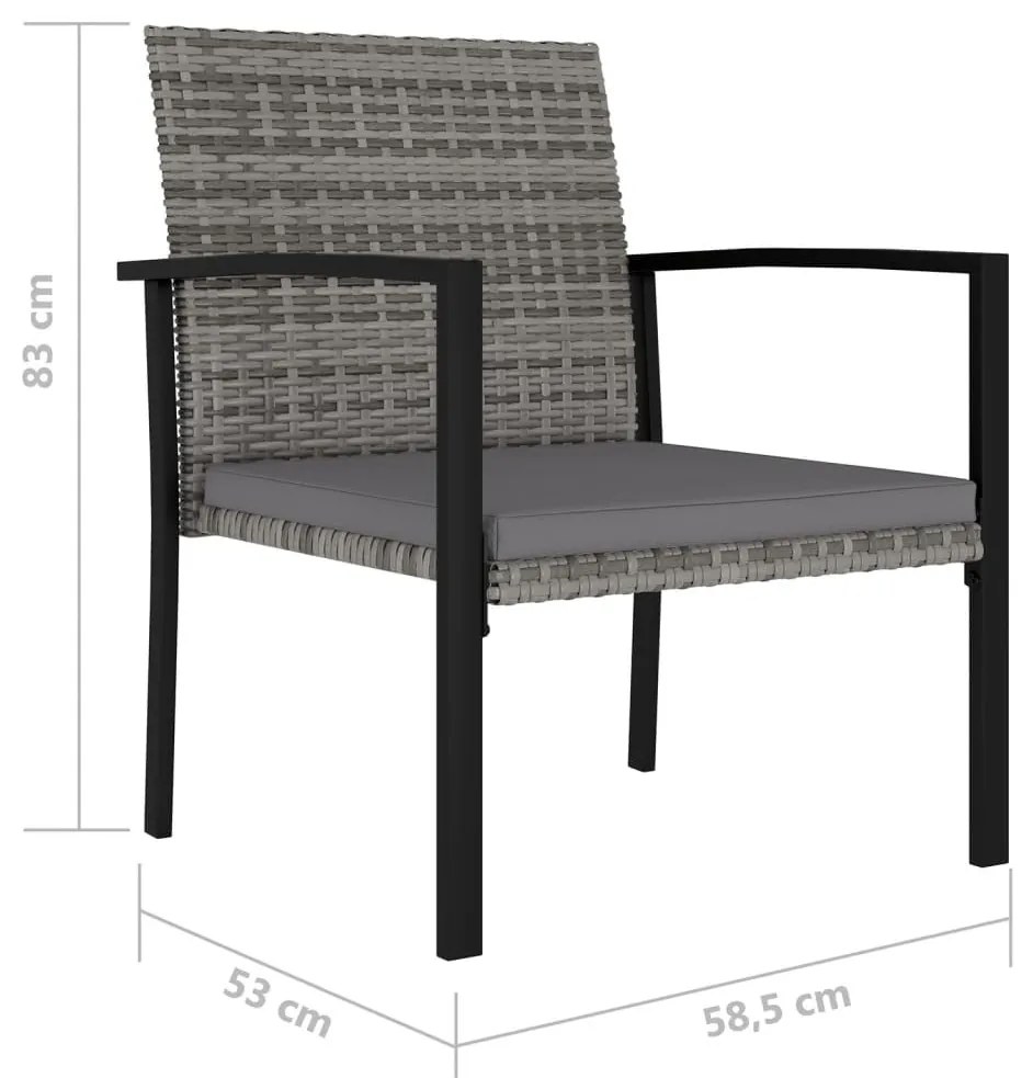 4 db szürke polyrattan kerti étkezőszék