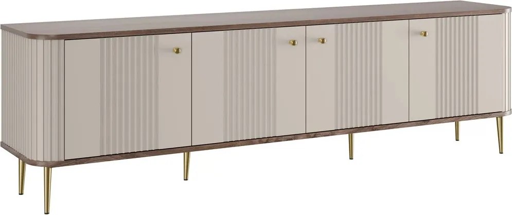 Vesper 4D TV-szekrény 187 cm - kasmír / diófa / arany lábak