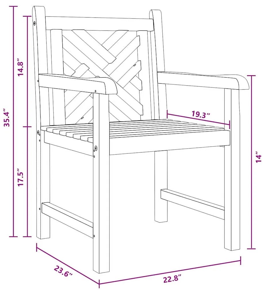 Kerti székek 2 pcs Barna 58 x 60 x 90 cm Tömör tíkfa