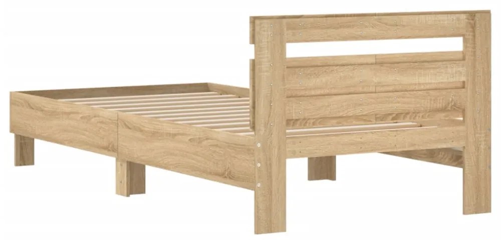 sonoma tölgy színű fejtámlás ágykeret matrac nélkül 100x200 cm