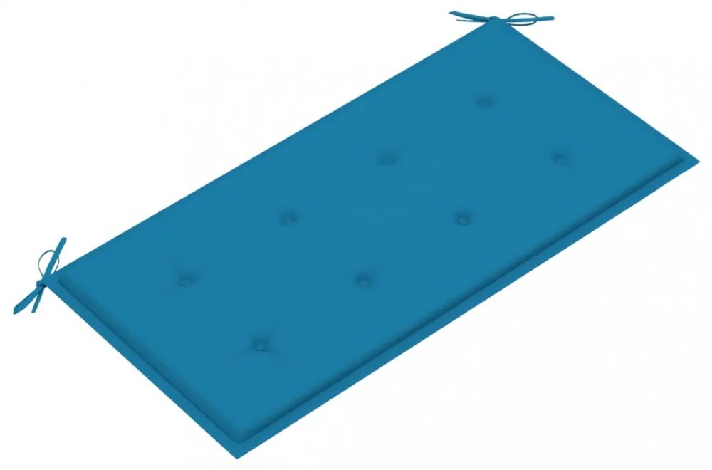 tömör tíkfa kerti pad kék párnával 112 cm