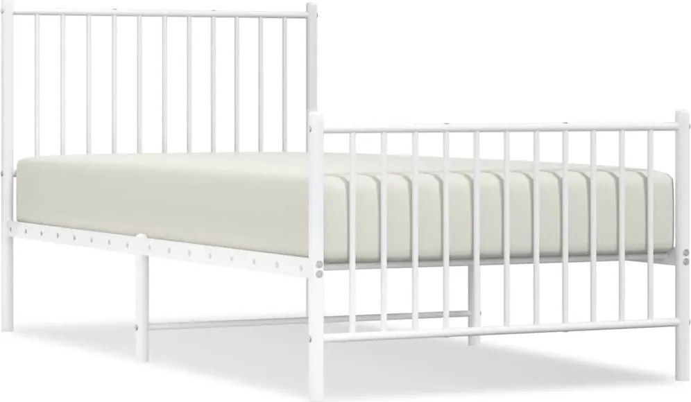 vidaXL fehér fém ágykeret fej- és lábtámlával 90 x 190 cm