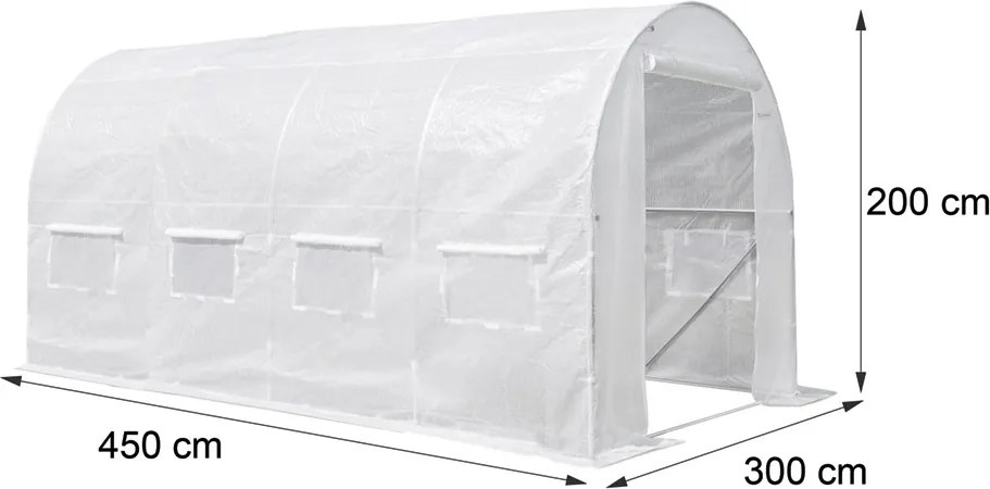 Melegház fólia 200x300x450 cm váz nélkül fehér