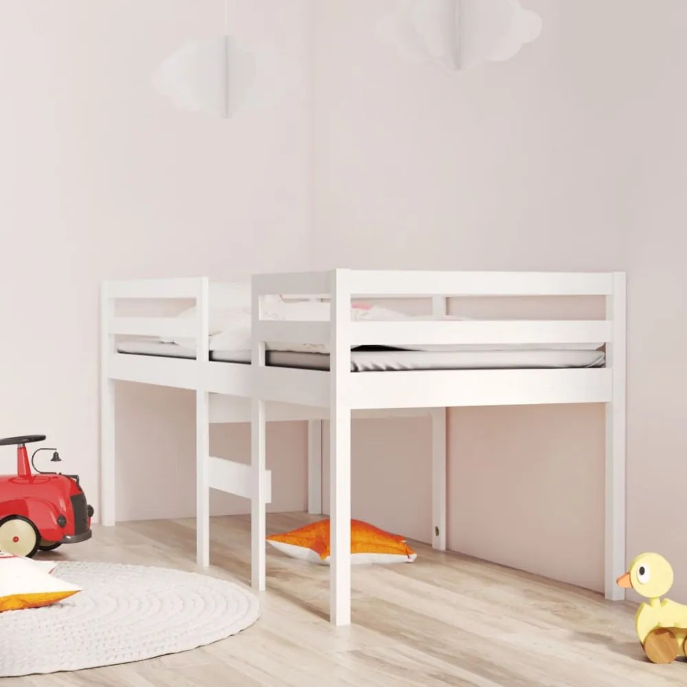 fehér tömör fenyőfa magasított ágy 80x200 cm