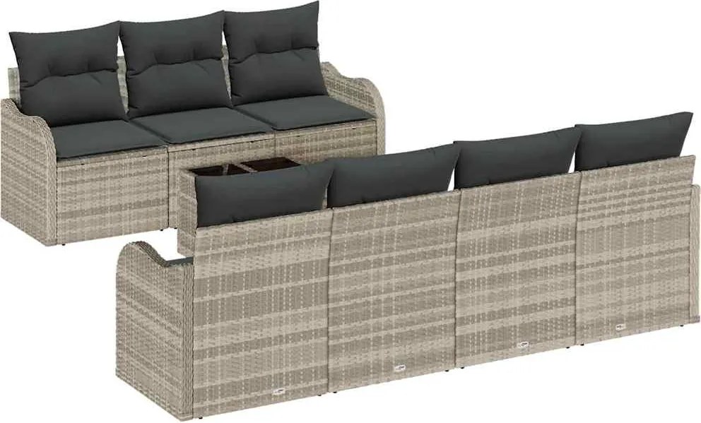 vidaXL Kerti Kanapé Szett párnával 8 pcs Világosszürke és Sötétszürke