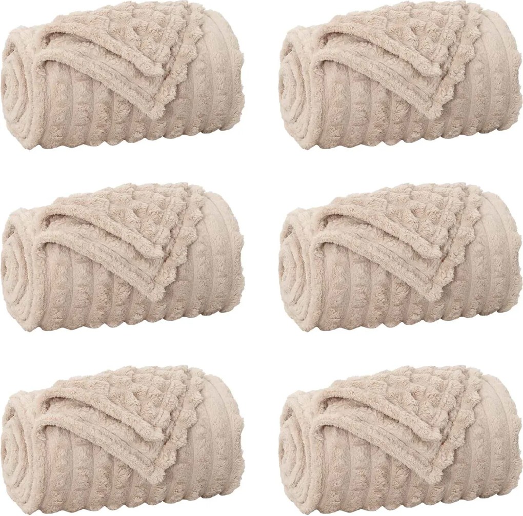 vidaXL Takarók 6 pcs Bézs 150 x 130 cm Gyapjú