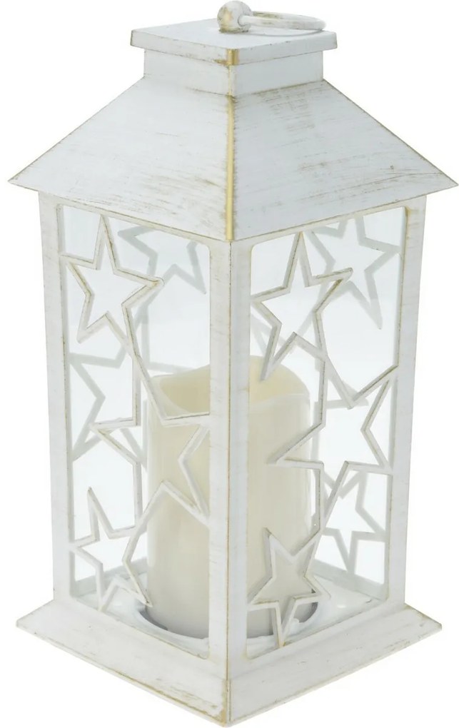 Trifle Star lámpás LED-es gyertyával fehér, 14 x 28 cm