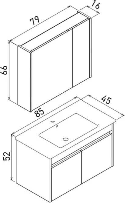 Side mosdószekrény, 85 cm – TR785PNC1742