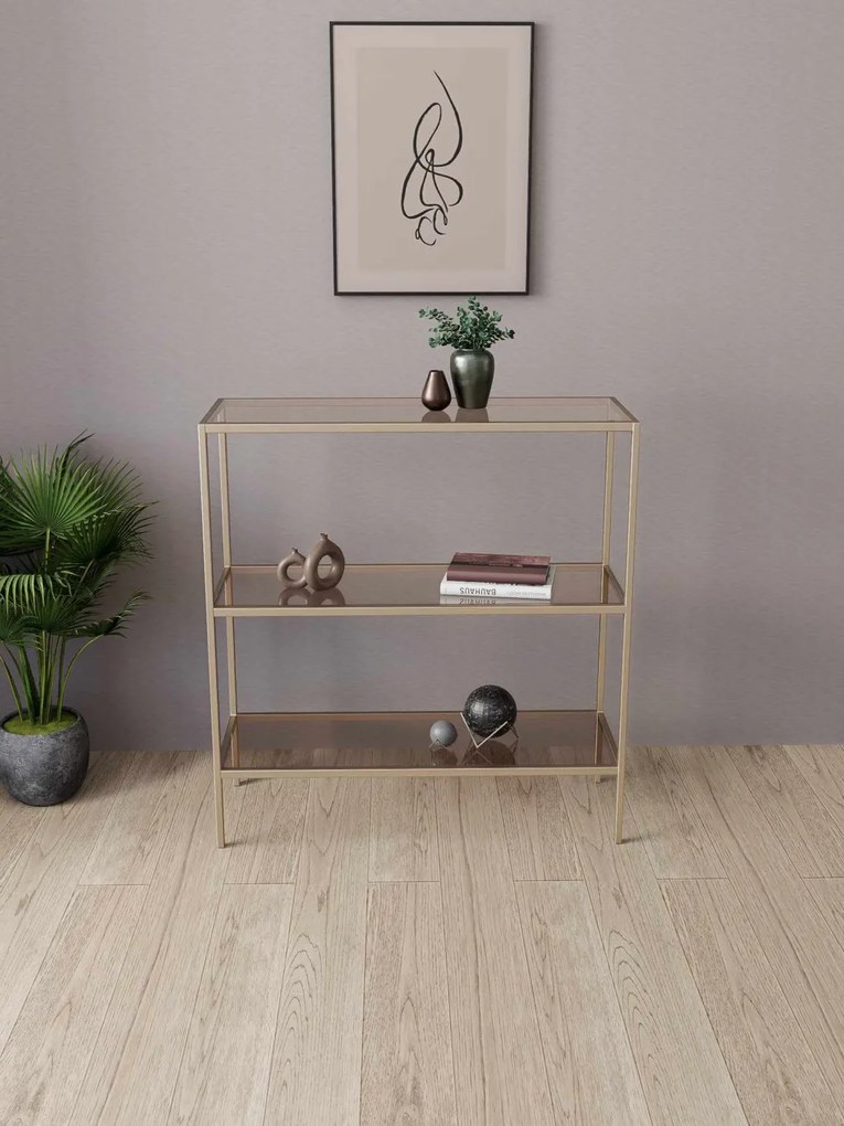 Fém komód, arany-bronz, 100 cm