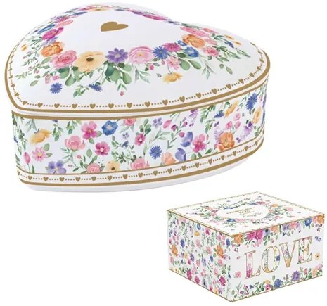 Porcelán fedeles ékszertartó tálka 12x12x6cm, dobozban, Mon Amour