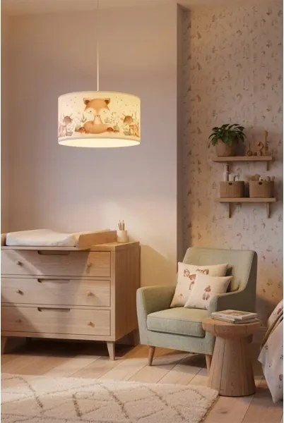 Brilagi - LED gyerek csillár zsinóron BOBO 1xE27/60W/230V átm. 35 cm fehér/állatmintás