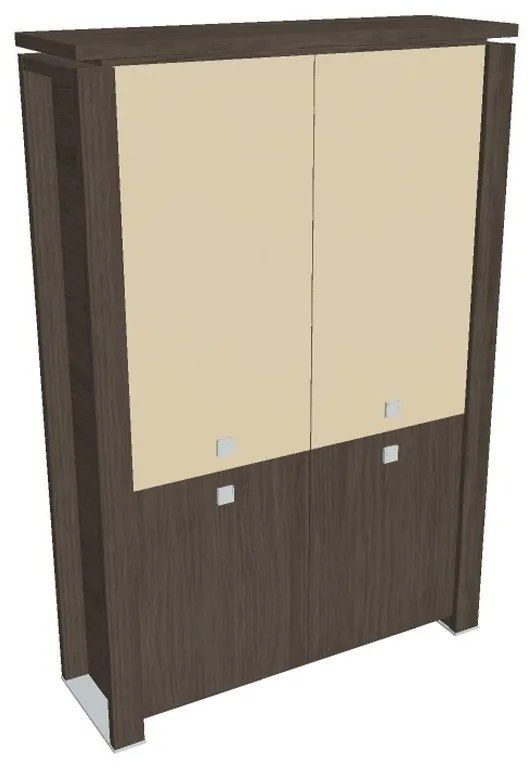 Verno+ magas szekrény 140 x 46 x 210 cm, kombinált ajtó, antracit tölgy / vanília