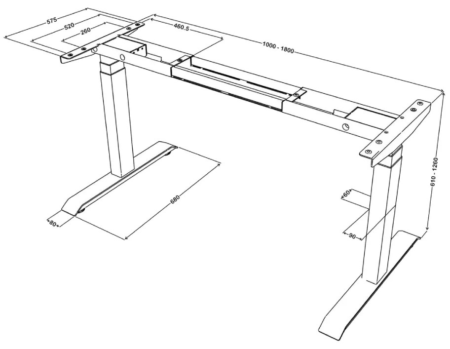 Elektromosan állítható magasságú asztal Liftor Expert, fekete
