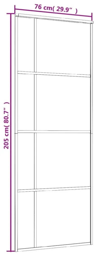 fehér ESG üveg és alumínium tolóajtó 76x205 cm