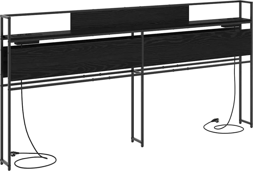 vidaXL Tároló fejtámla polcokkal tárolóval Musta tammi 180 cm Faanyag