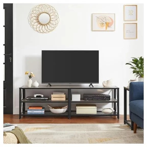 TV szekrény, TV állvány, 160 x 52 x 39 cm, greige és fekete