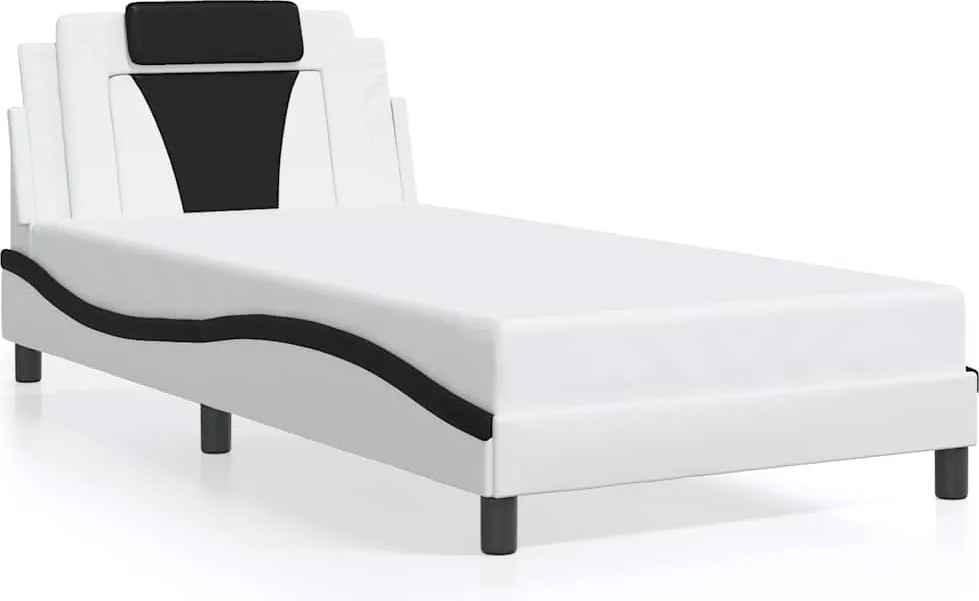 vidaXL fehér és fekete műbőr ágykeret Viana matrac nélkül 100x200 cm