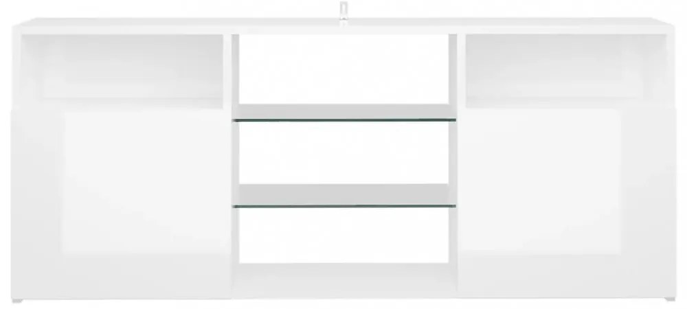 magasfényű fehér TV-szekrény LED lámpákkal 120 x 30 x 50 cm